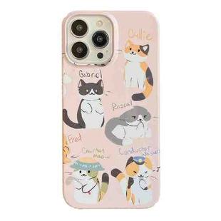 For iPhone 14 Pro Max Cartoon Film Craft Hard PC Phone Case(Cute Cats)