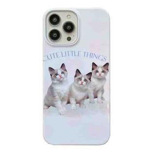 For iPhone 13 Pro Cartoon Film Craft Hard PC Phone Case(Three Cute Cats)