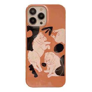 For iPhone 13 Pro Max Cartoon Film Craft Hard PC Phone Case(Bulldog)