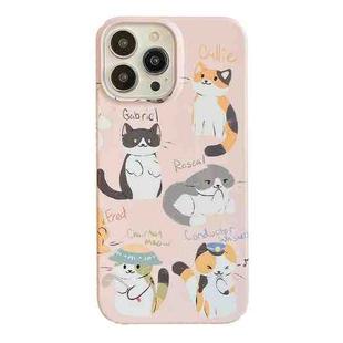 For iPhone 13 Pro Max Cartoon Film Craft Hard PC Phone Case(Cute Cats)