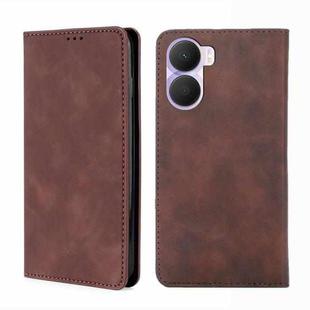 For Honor Play 40 Plus Skin Feel Magnetic Horizontal Flip Leather Phone Case(Dark Brown)
