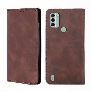 For Nokia C31 Skin Feel Magnetic Horizontal Flip Leather Phone Case(Dark Brown)