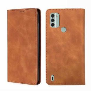 For Nokia C31 Skin Feel Magnetic Horizontal Flip Leather Phone Case(Light Brown)