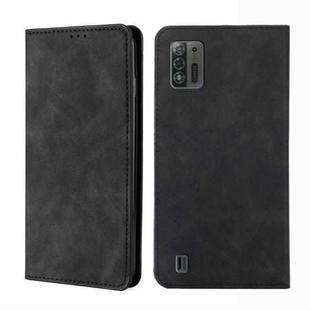 For ZTE Blade A52 Lite Skin Feel Magnetic Horizontal Flip Leather Phone Case(Black)