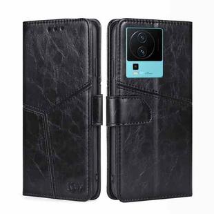 For vivo iQOO Neo7 Geometric Stitching Horizontal Flip Leather Phone Case(Black)