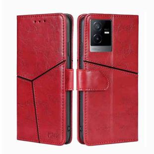 For vivo T2x 5G/Y73t/iQOO Z6x Geometric Stitching Horizontal Flip Leather Phone Case(Red)