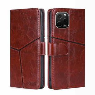 For Huawei nova Y61 Geometric Stitching Horizontal Flip Leather Phone Case(Dark Brown)