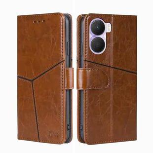 For Honor Play 40 Plus Geometric Stitching Horizontal Flip Leather Phone Case(Light Brown)