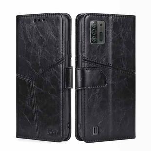 For ZTE Blade A52 Lite Geometric Stitching Horizontal Flip Leather Phone Case(Black)