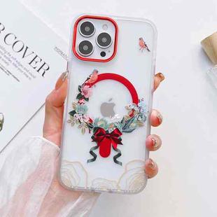 For iPhone 14 Pro Max Flower Beauty Pop-up Window Mafsafe Phone Case(Flowers Birds)