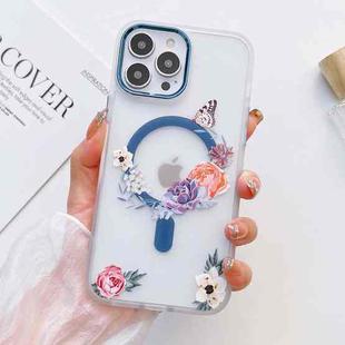 For iPhone 13 Pro Max Flower Beauty Pop-up Window Mafsafe Phone Case(Butterfly Flower)