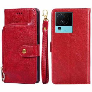 For vivo iQOO Neo7 Zipper Bag Leather Phone Case(Red)