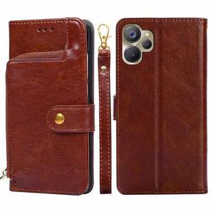 For Realme 9i 5G Global/10 5G Zipper Bag Leather Phone Case(Brown)