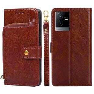 For vivo T2x 5G/Y73t/iQOO Z6x Zipper Bag Leather Phone Case(Brown)