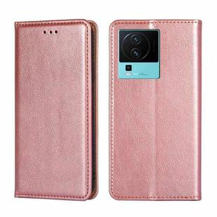 For vivo iQOO Neo7 Gloss Oil Solid Color Magnetic Leather Phone Case(Rose Gold)