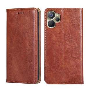 For Realme 9i 5G Global/10 5G Gloss Oil Solid Color Magnetic Leather Phone Case(Brown)