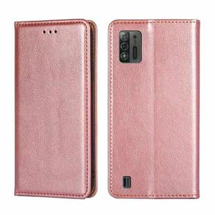 For ZTE Blade A52 Lite Gloss Oil Solid Color Magnetic Leather Phone Case(Rose Gold)