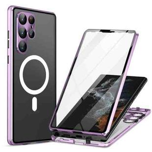 For Samsung Galaxy S22 Ultra 5G Lens Protector MagSafe Double Sided Magnetic Phone Case (Purple)