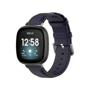 For Fitbit Versa 3 / Sense Genuine Leather Watch Band(Navy Blue)
