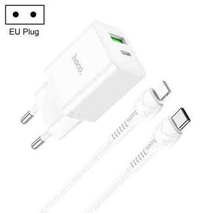 hoco N28 Founder PD 20W USB-C/Type-C+USB Charger with USB-C/Type-C to 8 Pin Cable, EU Plug(White)
