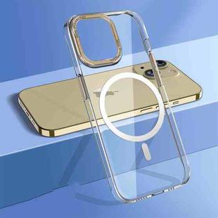 For iPhone 13 wlons Crystal Clear MagSafe Phone Case(Gold)