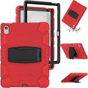 For iPad 10th Gen 10.9 2022 3-Layer Protection Screen Frame + PC + Silicone Tablet Case(Red+Black)