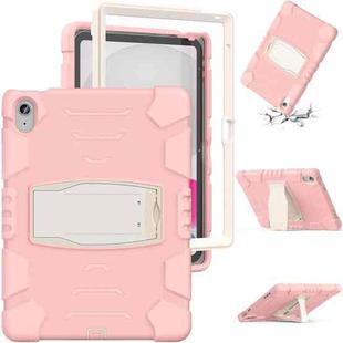 For iPad 10th Gen 10.9 2022 3-Layer Protection Screen Frame + PC + Silicone Tablet Case(Cherry Blossoms Pink)