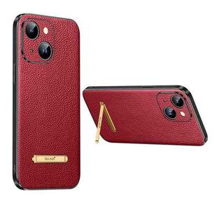 For iPhone 14 SULADA Famous Artisan Series Litchi Leather PC + TPU Phone Case(Red)