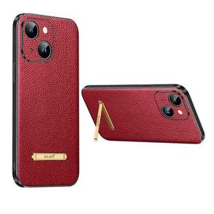 For iPhone 14 Plus SULADA Famous Artisan Series Litchi Leather PC + TPU Phone Case(Red)