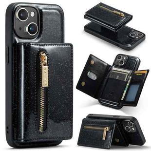For iPhone 14 DG.MING M3 Series Glitter Powder Card Bag Leather Case(Black)
