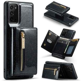 For Samsung Galaxy Note20 DG.MING M3 Series Glitter Powder Card Bag Leather Case(Black)