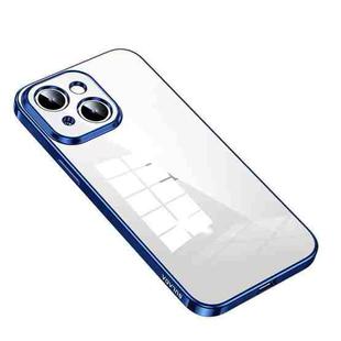 For iPhone 14 SULADA Shine Through Series Plating TPU Transparent Phone Protective Case(Blue)