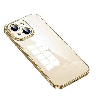 For iPhone 14 Plus SULADA Shine Through Series Plating TPU Transparent Phone Protective Case(Gold)