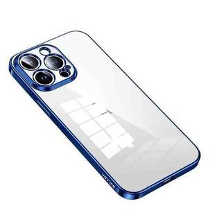 For iPhone 14 Pro SULADA Shine Through Series Plating TPU Transparent Phone Protective Case(Blue)