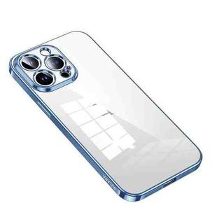 For iPhone 14 Pro SULADA Shine Through Series Plating TPU Transparent Phone Protective Case(Sierra Blue)