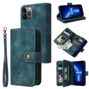 For iPhone 12 Pro Multifunctional Card Slot Zipper Wallet Flip Leather Phone Case(Blue)