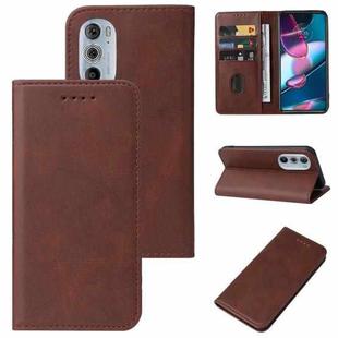 For Motorola Edge+ 5G UW 2022/Edge 30 Pro Magnetic Closure Leather Phone Case(Brown)