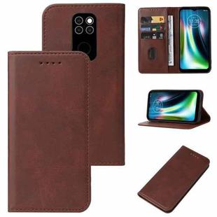 For Motorola Moto Defy 2021 Magnetic Closure Leather Phone Case(Brown)