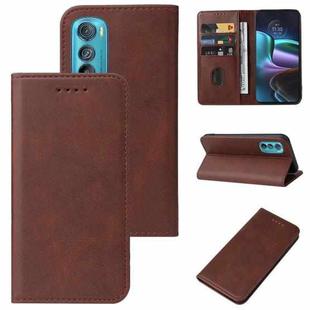 For Motorola Edge 30 Magnetic Closure Leather Phone Case(Brown)