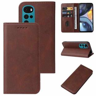 For Motorola Moto G22 Magnetic Closure Leather Phone Case(Brown)