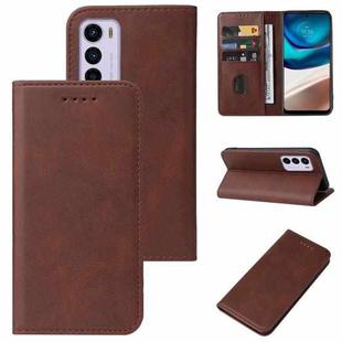 For Motorola Moto G42 Magnetic Closure Leather Phone Case(Brown)