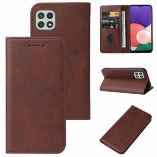 For Samsung Galaxy A22e Magnetic Closure Leather Phone Case(Brown)