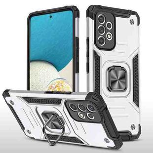 For Samsung Galaxy A53 Magnetic Armor Shockproof TPU + PC Phone Case with Metal Ring Holder(Silver)