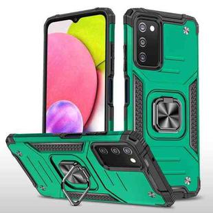 For Samsung Galaxy A03S US Edition Magnetic Armor Shockproof TPU + PC Phone Case with Metal Ring Holder(Dark Green)