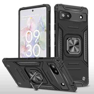 For Google Pixel 6A Magnetic Armor Shockproof TPU + PC Phone Case with Metal Ring Holder(Black)