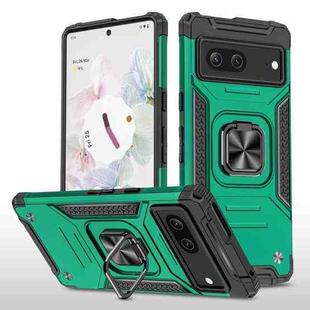For Google Pixel 7 Magnetic Armor Shockproof TPU + PC Phone Case with Metal Ring Holder(Dark Green)