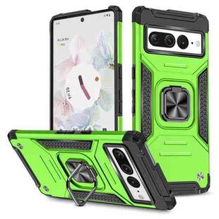 For Google Pixel 7 Pro Magnetic Armor Shockproof TPU + PC Phone Case with Metal Ring Holder(Green)