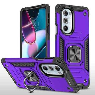 For Motorola Edge 30 Pro Magnetic Armor Shockproof TPU + PC Phone Case with Metal Ring Holder(Purple)
