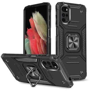 For Motorola Moto G22 Magnetic Armor Shockproof TPU + PC Phone Case with Metal Ring Holder(Black)