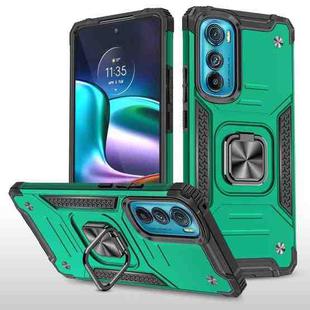 For Motorola Edge 30 Magnetic Armor Shockproof TPU + PC Phone Case with Metal Ring Holder(Dark Green)